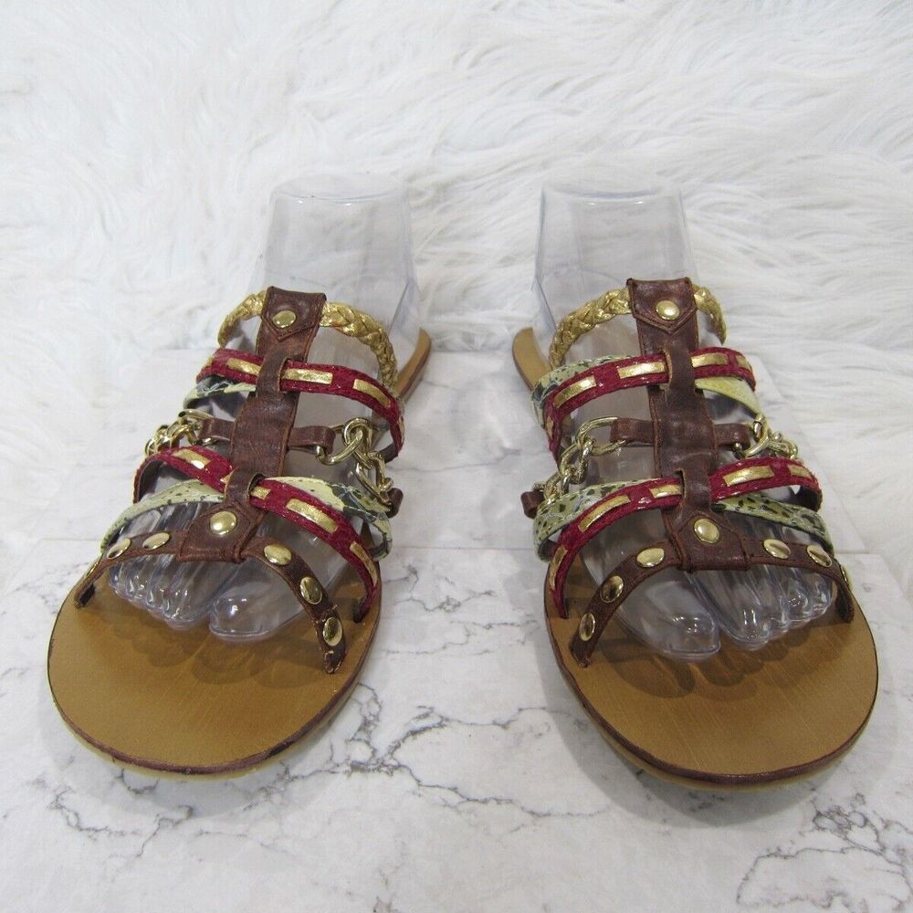 Chinese Laundry Womens Sandals 9.5M Multicolor Rockie Strappy Chain Link Slides